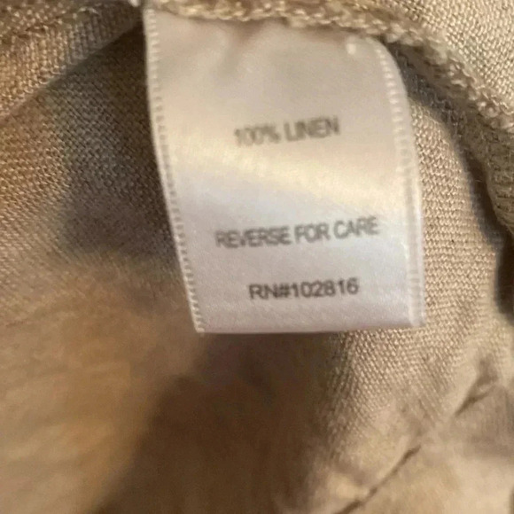 Garnet Hill 100% linen women’s size 6 beige button up collared sleeveless dress - Picture 3 of 7